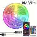 5 meter/16.4 feet 5050 lamp beads high brightness RGB light strip Christmas atmosphere light strip  follow music rhythm flash multi-function APP control/3keys USB cable function/Remote control function transformation 16 colors Ceiling light. 