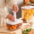Vacuum Sealed Canister Household Fresh-keeping Box Refrigerator Food Organizers Containers Drainable Kitchen Storage Fruit Tank. 