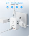 LENCENT US to India Power Plug Adapter, Indian Travel Adaptor with 4 Outlets, 4 USB Charger(2 USB C), Type D Plug Converter for USA to India Nepal Bangladesh Maldives Pakistan, Safe Grounded. 