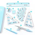8Pcs/Set Ruler Compass Pencil Set Geometry Math Student Drawing Stationery Mathematical for Boy Girl Gift Kawaii School Supplies. 