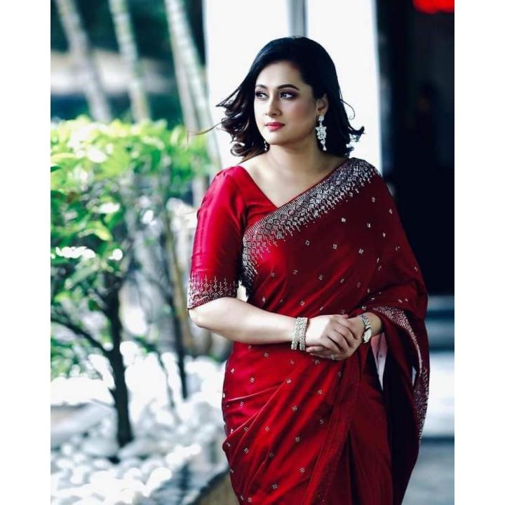 Indian Japani Silk New Saree High Quality Embroidery Work On Blouse