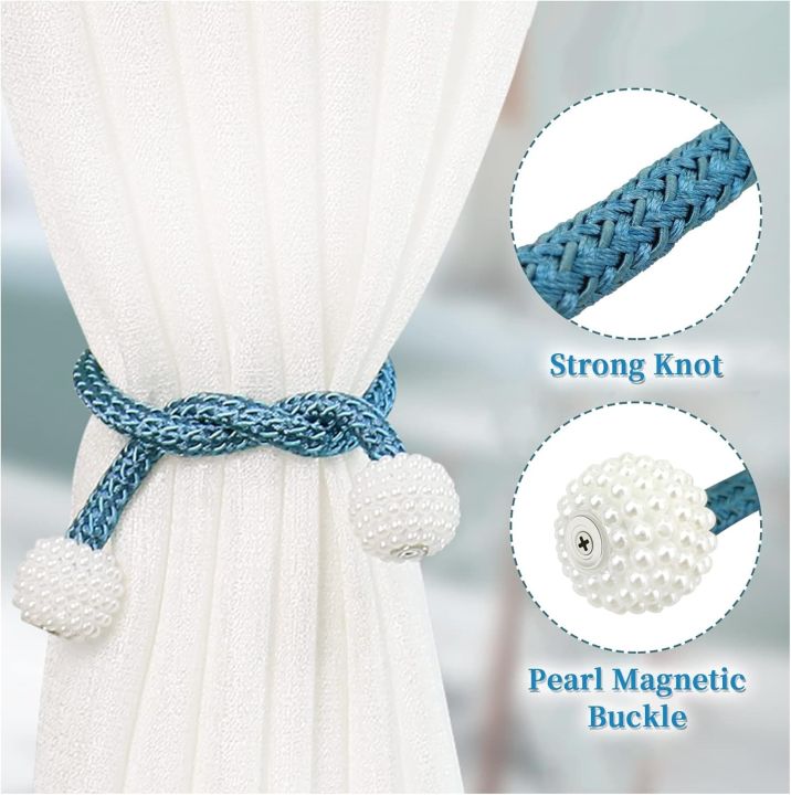 Premium Magnetic Curtain Tieback with elegant rope design – Decorative Curtain Holder (No drilling, no hooks – easy to use & reusable)