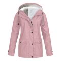 Women's Autumn Winter Plus Velvet Outdoor Jacket Windproof Waterproof Mountaineering Hooded Coat. 