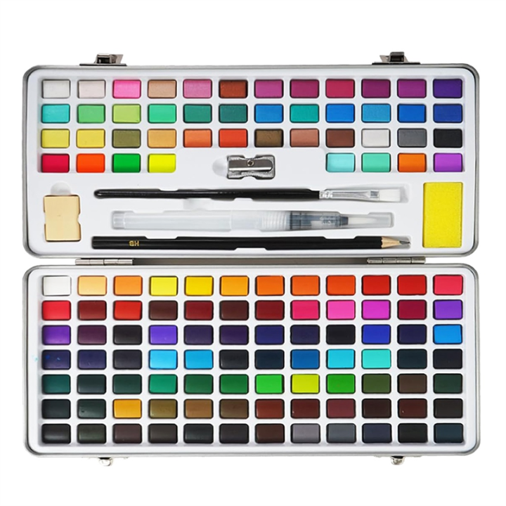 Watercolor Paint Set, 128 Colors Paint with Water Brush Pens and