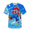 Fashion Mario T-shirt Children's Clothing Top Boys' T-shirt Game 3D Print T-shirt Funny Animation Short Sleeve Baby Girls' Cloth. 