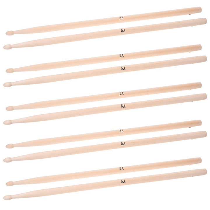 5X Pair of 5A Maple Wood Drumsticks Stick for Drum Set Professional