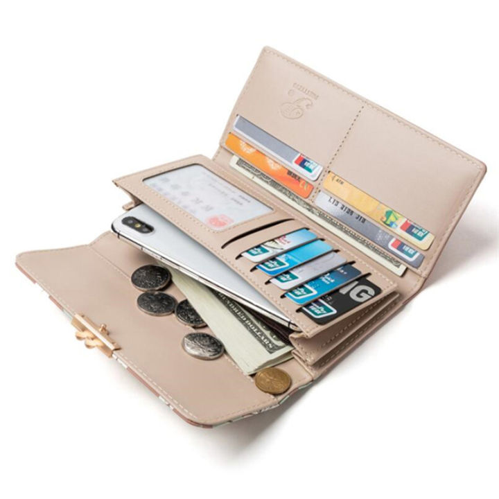 Prettyzys%20brand%20name%20flower%20print%20trifold%20long%20ladies%20purse%20women%20wallet%20-%20Image%202