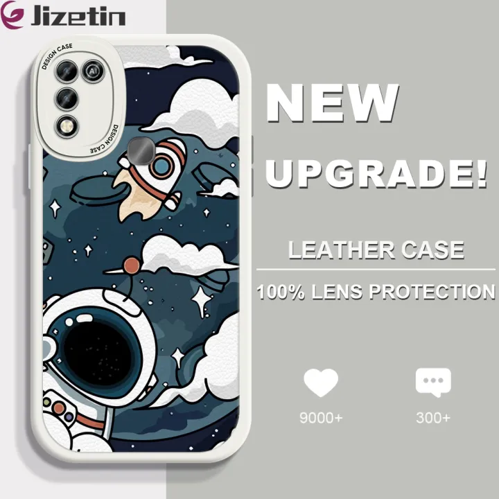 Jizetin%20for%20Infinix%20Hot%2010%20Play%20/%20Hot%2011%20Play%20Back%20Cover%20Cloud%20Astronaut%20Lambskin%20Texture%20PU%20Leather%20Back%20For%20Girls%20Boys%20Soft%20Phone%20Case%20-%20Image%202