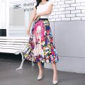 Winter Women's Pleated skirt New Cartoon Print High Waist Long Skirts Women Young Girl Summer Large Size Japan Female Falda.