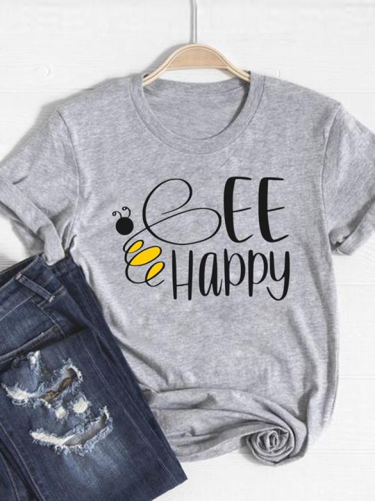 Print%20T%20Shirt%20Short%20Sleeve%20Flower%20Vintage%20Cute%2090s%20Summer%20Top%20Fashion%20Clothes%20Women%20Clothing%20Gray%20Basic%20Tee%20Graphic%20T-shirt%20-%20Image%203