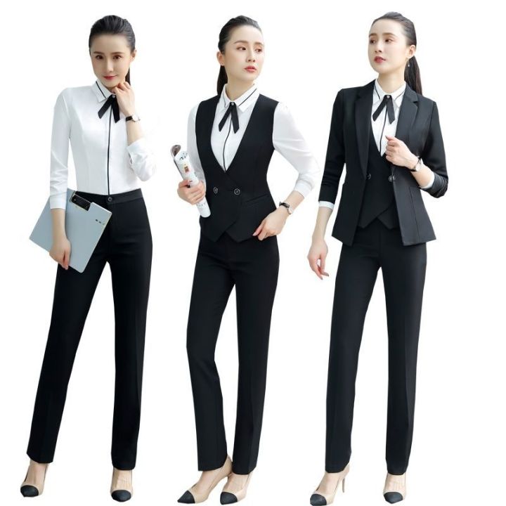 Front%20Desk%20Labor%20Suit%20Women's%20Spring%20and%20Autumn%20Reception%20Hotel%20Beautician%20Work%20Clothes%20Women's%20Hotel%20Business%20Suit%20Vest%20Three-Piece%20-%20Image%203