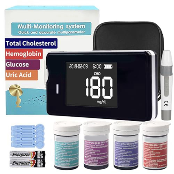 Hemoglobin Tester Kit, Hemoglobin Tester, Cholesterol Test Kit, Uric Acid Test Kit, Contains A Total of 40 Test Strips Easy to Use