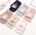 New Korean Cute Cartoon Cat Claw Warm Gloves Autumn Winter Wool Knitting Half Refers To Flip Gloves 1Pair.