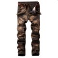 2022 High Quality Men Casual Jeans Coated Slim Straight Pleated Biker Jeans Pants Male Denim Casual Pants Plus Size 42. 