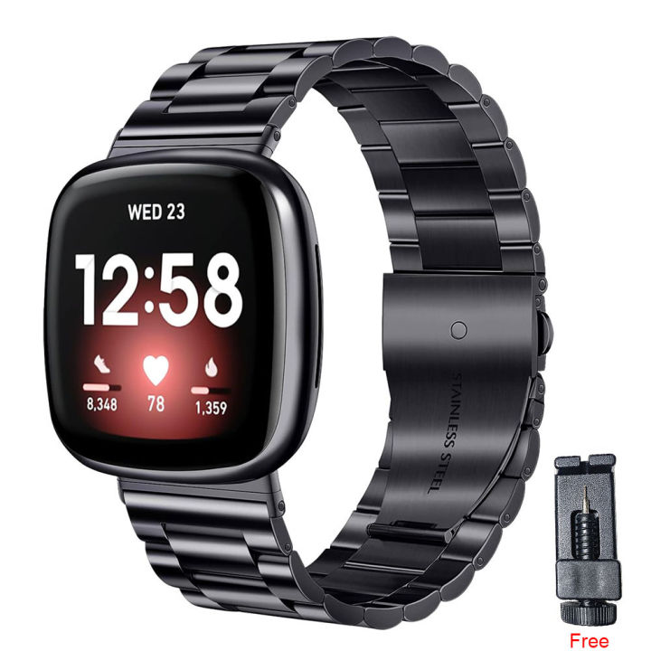 Stainless Steel Band For Fitbit Versa Metal Women Men Watch