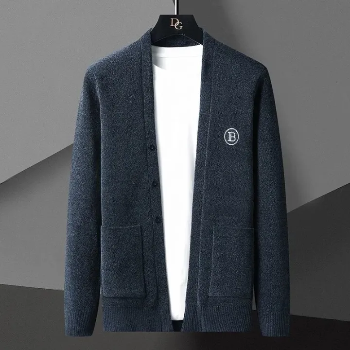 Korean%20Khaki%20Black%20Gray%20Cardigan%20Jacket%20Men%20Clothing%20Solid%20Color%20Cardigan%20Jacket%20Men%20Knit%20Casual%20Stand%20Collar%20Cardigan%20Coat%20Men%20-%20Image%202