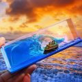 Cruise Ship Fluid Drift Bottle Desktop Birthday Gift Home/Office Ornament Blue Sea Boat Decoration  Accessories. 