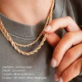 e-Manco 3/4MM 316L Rope Chain Necklace Stainless Steel Never Fade Waterproof Choker Men Women Jewelry Gold Color Chains Gif. 