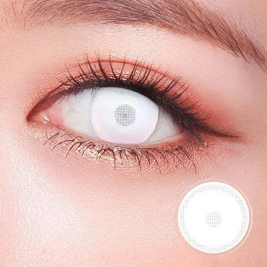 Ksseye White Magic Ring Halloween Contact Lenses with kit box Colored Eye Contacts for Halloween Makeup Cosmetic Barbie