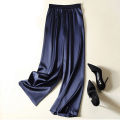 Summer Women Wide Leg Pants High Waist Casual Trousers Streetwear Black Silk Satin Pants Elegant Long Palazzo Pants. 