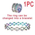 2 In 1 Magic Retractable Ring Bracelet Creative Stretchable Twist Folding Ring Crystal Rhinestone Bracelets Women Jewelry Gift.