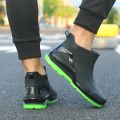 English rain boots men's short tube waterproof casual rain boots flat sole light kitchen anti slip rubber shoes thick soled water shoes work. 