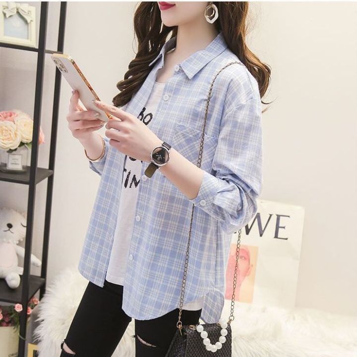 Cotton%20Plaid%20Long%20Sleeve%20Shirt%20Women's%20Spring%20and%20Summer%20Korean%20New%20Loose%20Top%20Outerwear%20Sun%20Protection%20Clothing%20Thin%20Shirt%20Coat%20-%20Image%209