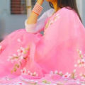 Exclusive Designer Hand Print Half Silk Saree for women.