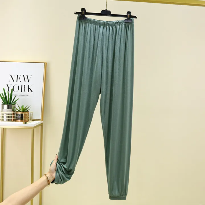 Modal%20Anti%20Mosquito%20Pants%20Women's%20Summer%20Thin%20Loose%20Large%20Size%20Pajamas%20High%20Waist%20All-Matching%20Solid%20Color%20Casual%20Ankle-Tied%20Long%20Pants%20-%20Image%204