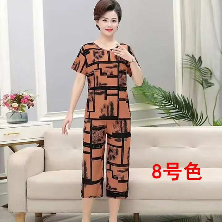 Mom's%20Summer%20Ice%20Silk%20Suit%20Middle-Aged%20and%20Elderly%20Women's%20Clothing%20Two-Piece%20Suit%20Grandma's%20Clothes%20Summer%20Clothes%20for%20the%20Elderly%20Women's%20Summer%20-%20Image%205
