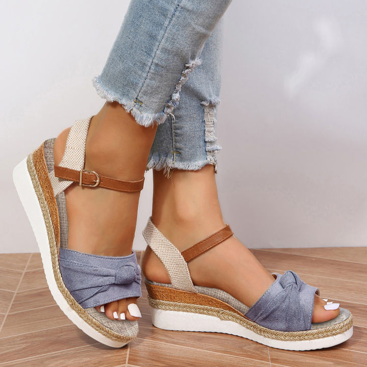 Color%20Block%20Knot%20Detail%20Espadrille%20Strap%20Wedge%20Sandals%20For%20Women%20Casual%20Open%20Toe%20Sandals%20Roman%20Platform%20Sandals%20House%20Foocus%20-%20Image%203