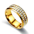 Titanium Steel Diamond Ring Wholesale Korean Double Row Diamond Jewelry for Women Hot Selling Stainless Steel Ring.