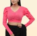 Jesan Cotton Half Body Full Sleeve Crop Tops Blouse for Women. 