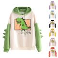 【Alien Alien】 Dinosaur Oversized Cartoon Hoodie Women Fashion Sweatshirt Casual Print Korean Style Thicken Sweatshirt Winter dino hoodie Tops.
