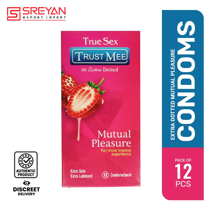 Trust Me Strawberry Extra Dotted Mutual Pleasure Condom - 12Pcs Pack