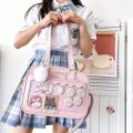 Japanese Kawaii Shoulder Bag For Women PU Leather Itabag Transparent Bag JK Tote Bag Handbags Preppy Bag ita bag Crossbody Bag. 