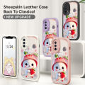 FINDWORLD for Redmi Note 11/Note 11S Cartoon Cute Rabbits Lambskin Texture Soft Silicone PU Leather Back Cover Phone Case.