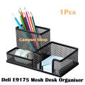 Deli E9175 Mesh Desk Organiser - 3 Compertment (Black).