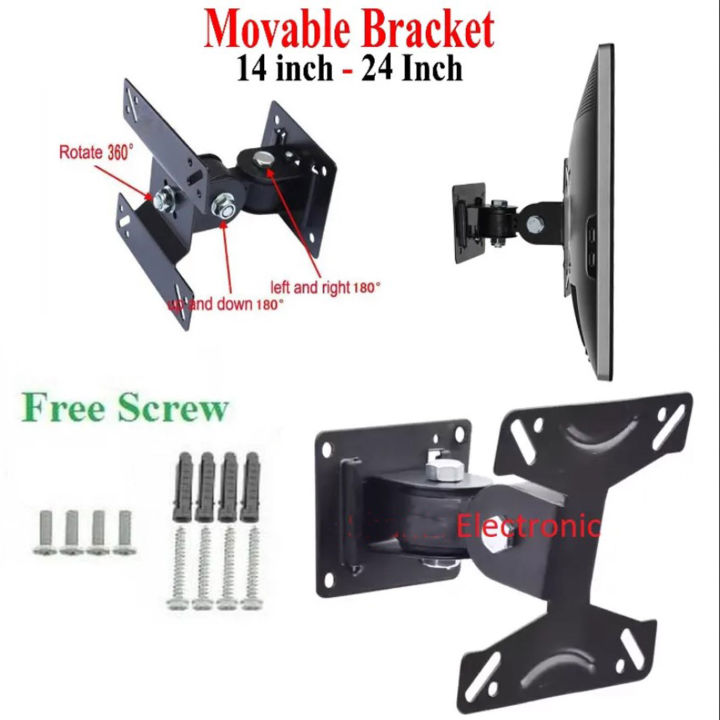 LED%20LCD%20TV%20Wall%20Mount%20Monitor%20Stand%20180%20Degree%20Rotation%20Bracket%20Swivel%20Tilt%2014%20to%2024%20Inch%20TV%20Monitor%20Wall%20Mount%20Bracket%20Holder%20-%20Image%204