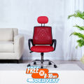 Headrest Red Ergonomic Mesh Office Chair. 