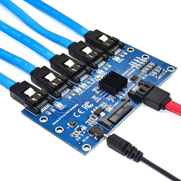1 to 5 Port SATA Riser Expansion Card SATA3.0 Motherboard 6Gbps Multiplier JMB575 SATA Port Riser Card Adapter PC Accessories