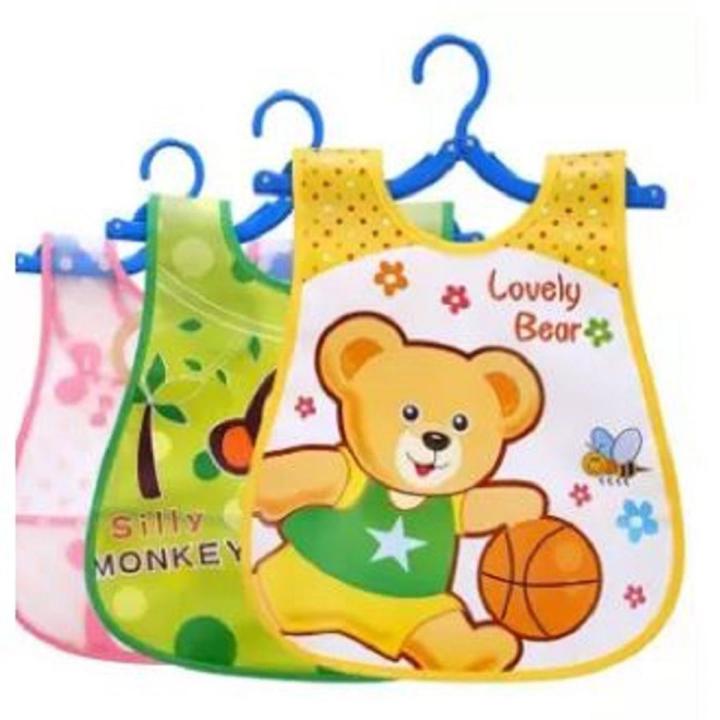 Colorful Straight Plastic Waterproof Bibs For Baby - 1Pcs (Colour As Per Stock)