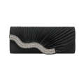 Water Diamond Pleated Hand Women's Satin Dinner Shoulder Bag.
