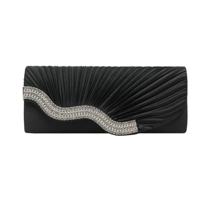 Water%20Diamond%20Pleated%20Hand%20Women's%20Satin%20Dinner%20Shoulder%20Bag%20-%20Image%203