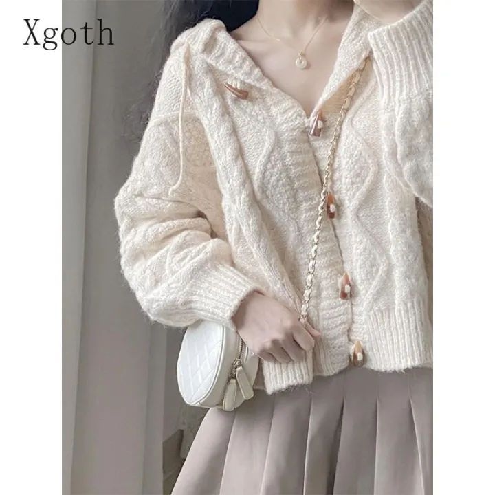 Spring%20and%20Autumn%20Horn-button%20Hooded%20Knit%20Sweater%20Coat%20Women%20Loose%20Outside%20Crop%20Top%20Gentle%20Soft%20Preppy%20Style%20White%20Cardigan%20-%20Image%203