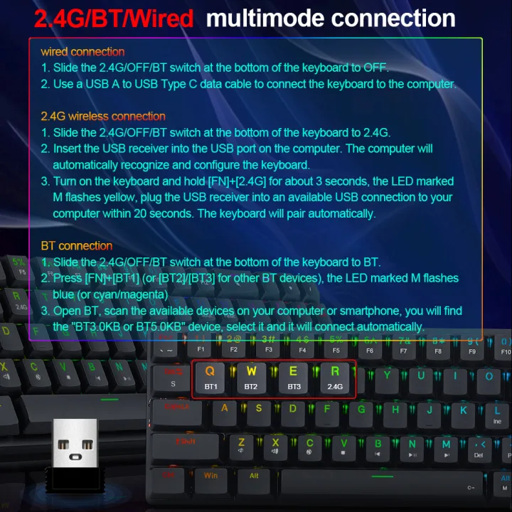 Top%20Pro%20K626P-KBS%20RGB%20Super%20slim%20Mechanical%20Gaming%20Keyboard%20USB%20Support%20Bluetooth%20wireless%202.4G%2078%20Keys%20for%20Compute%20-%20Image%202