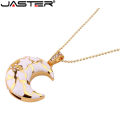 JASTER Jewelry Moon USB Flash Drive 4GB 8GB 16GB 32GB Pen Drive Necklace USB Memory Stick Girl Gift Pendrive Keychaine. 