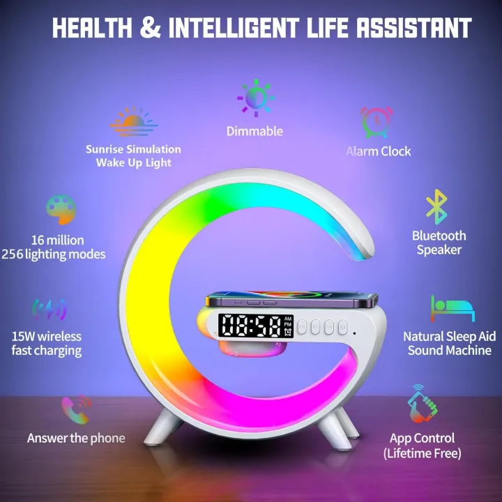 Smart%20Light%20Sound%20Machine%20with%20Wireless%20Charger,%20Music%20Rhythm%20Atmosphere%20Light,%20Bluetooth%20Speaker,%20Clock%20Alarm,%20Button%20and%20APP%20Control%20(White)%20-%20Image%204