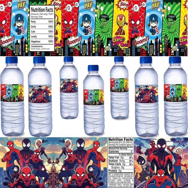 10/30%20Pc%20Superhero%20Spiderman%20Water%20Bottle%20Labels%20Avengers%20Theme%20Waterproof%20Stickers%20for%20Kids%20Boys%20Birthday%20Baby%20Shower%20Supplies%20-%20Image%206