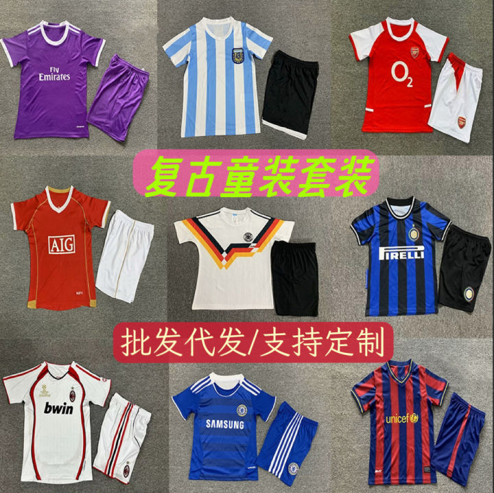 Cup etro Children's hing Set razil arcelona ational eam Club Short eeed Football raining Shirt